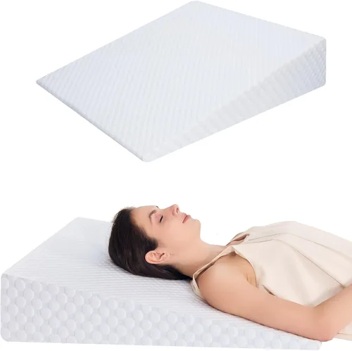Vista 8 de Almohada de cuña de 5 pulgadas para cama, almohada de cuña para dormir, ronquidos, soporte para la espalda, después de la cirugía, almohada Gris