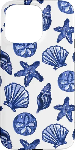 Vista 31 de Funda azul para iPhone 16, diseño de conchas marinas náuticas para nieta costera