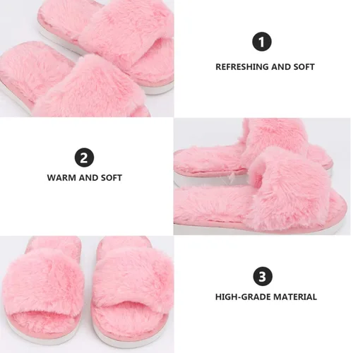 Vista 7 de Holibanna - Zapatillas de felpa para niños con punta abierta, para Navidad, invierno, cálido, Navidad, pareja, zapatillas, 1 par