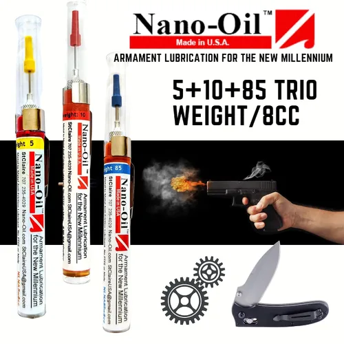 Vista 2 de Nano-Oil Trio - Kit de todos los 3 grados: 5 CLP + 10 + 85 Peso - Concentrado Antifricción NanoLube NLNA-5-10-85-8cc
