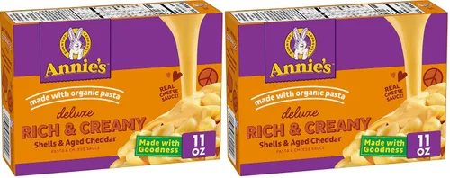 Vista 12 de Annie's Macarrones y queso de lujo con pasta orgánica, queso cheddar real clásico y conchas, 11.3 onzas (paquete de 12)