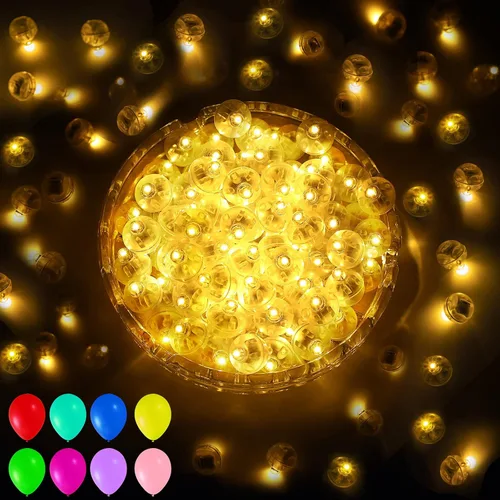 Vista 12 de Aogist 50 Piezas Luces para Globos Azules con Aro para Colgar, Mini Lámpara de Bola Redonda Pequeña Luz LED para Linternas de Papel y Vidrio