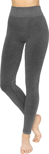 Vista 4 de ALWAYS Leggings de yoga de algodón para mujer, cintura alta, suaves, transpirables, elásticos, acanalados