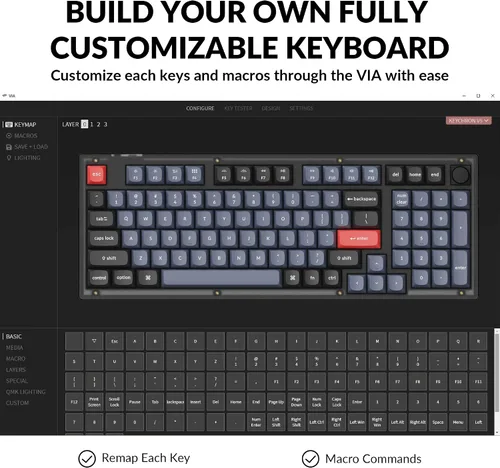 Vista 4 de Keychron V5 - Perilla de teclado mecánico personalizada con cable, diseño del 96% QMKVIA programable con intercambiable en caliente Keychron K Pro