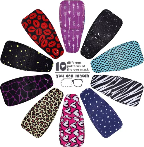 Vista 7 de Sosation 10 piezas de parches oculares para ojo izquierdo o derecho de adultos, parche para gafas, estilos mixtos (estilo surtido)