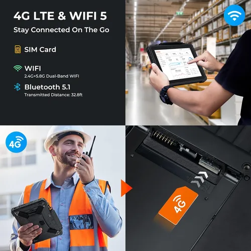 Vista 6 de MUNBYN Tablet resistente IRT08, tableta Windows de 10.1 pulgadas, Windows 11 Pro, 8 GB+128 GB, Intel N5100, legible a la luz del sol, 4G LTE GPS, PC