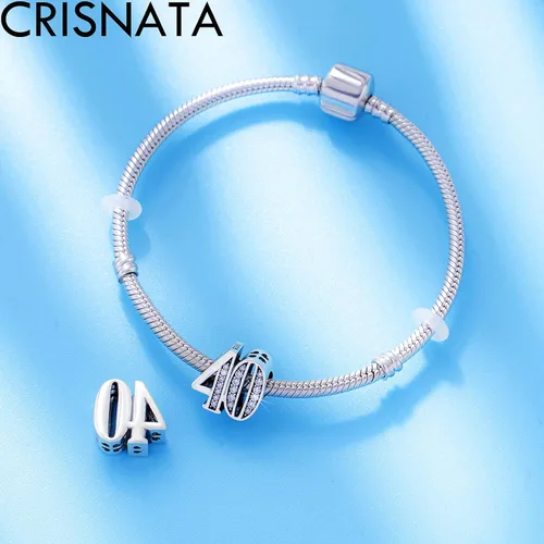 Vista 3 de Dijes de cumpleaños de 5, 10 a 50, 52, 55, 56, 60, 65, 70, 75, 80, se adaptan a pulseras de aniversario europeas, dijes de plata de ley 925