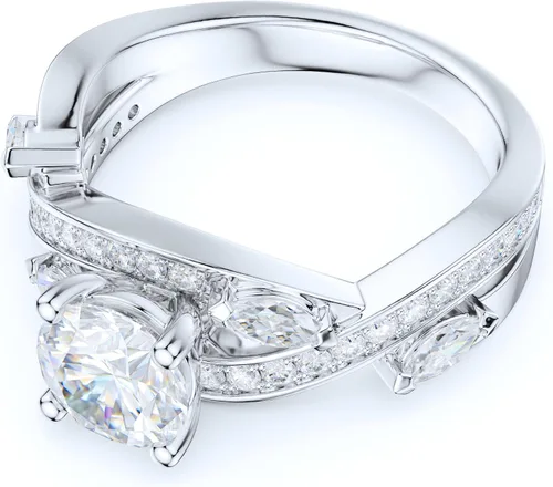 Vista 3 de Sterling Silver Fancy Intersecting Infinity 1CT Simulated Round Brilliant Cut Diamond or Genuine Moissanite Small Marquise Promise Engagement Ring