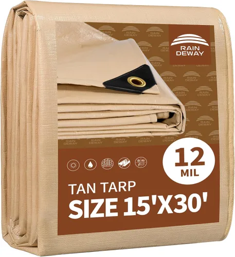 Vista 61 de RAINDEWAY Lonas de 4x8 pies, lona multiusos de poliéster a rayas de 12 mil, impermeable, con ojales y bordes reforzados, lonas rojas/blancas