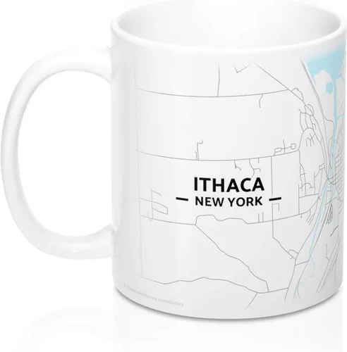 Vista 3 de Ithaca, New York NY Map Mug (11 oz)