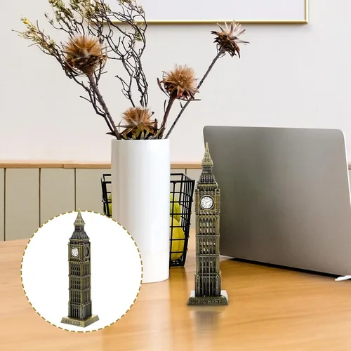 Vista 6 de Beavorty Big Ben Modelo Londres - Adorno de construcción de 7.08 pulgadas, escultura arquitectónica de metal para el hogar, boda, reunión familiar