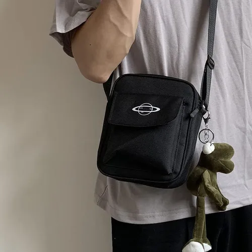 Vista 2 de Bolso de lona pequeño bolso cruzado para hombre, bolsos para mujer, bolso cruzado estético