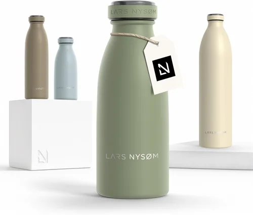 Vista 54 de LARS NYSØM Botella de agua aislada de acero inoxidable de 12 onzas, 17 onzas, 25 onzas, 34 onzas, 51 onzas, frasco térmico aislado para bebidas