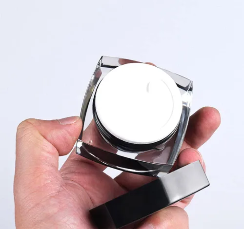 Vista 2 de AKOAK 2 frascos recargables de 0.71 oz (20 g), contenedor de cosméticos vacíos, botella cuadrada de crema, botella de plástico para almacenamiento