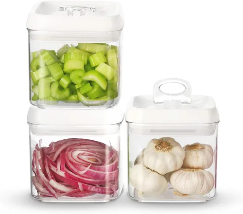 Vista 22 de Felli Flip Tite Contenedor de comida para mascotas con tapas herméticas, recipiente acrílico libre de BPA con asas de hueso de pata de pescado