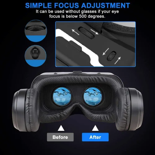 Vista 3 de VR SHINECON Realidad Virtual VR Headset 3D Gafas Cascos VR Gafas para TV, Películas y Videojuegos Compatible iOS, Android y Soporte 4.7-6.53