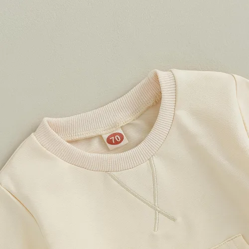 Vista 3 de Conjunto de ropa deportiva de manga larga con cuello redondo y pantalones para bebé niño