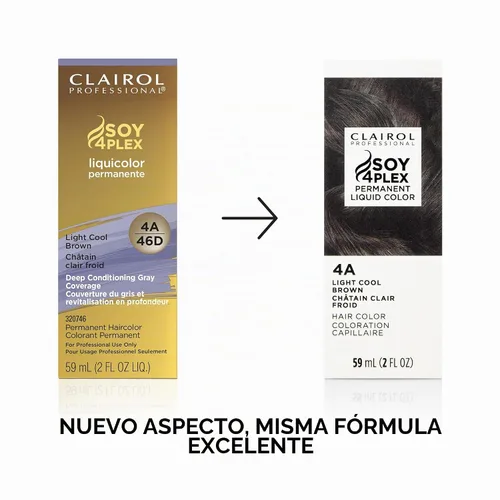 Vista 3 de Clairol Professional Permanent Liquid Color for Light/Medium Brown Hair 4a marrón claro frío