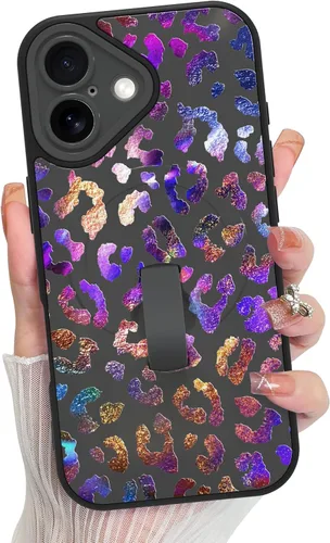 Vista 165 de KANGHAR Compatible con iPhone 17 Pro Case Spot Pattern - Negro Mancha rosada negra