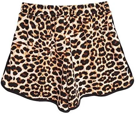 Vista 4 de Kafeimali - Pantalones cortos de verano para mujer, diseño de leopardo