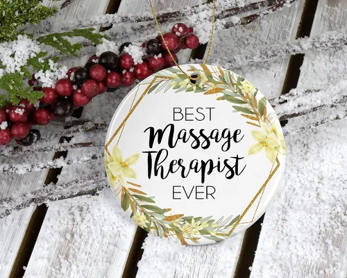 Vista 2 de Adorno de Navidad - Regalo para masajista - El mejor terapeuta de masaje del mundo