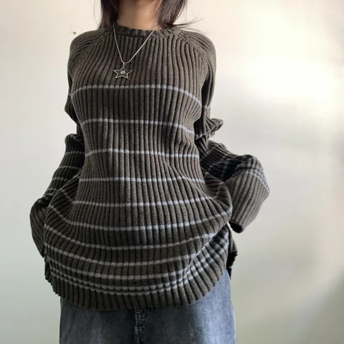 Vista 5 de CYee Y2K - Suéter holgado para niñas del centro de la ciudad, ropa de tira gótica emo, estilo hada, grunge, Alt, sudadera vintage hippie