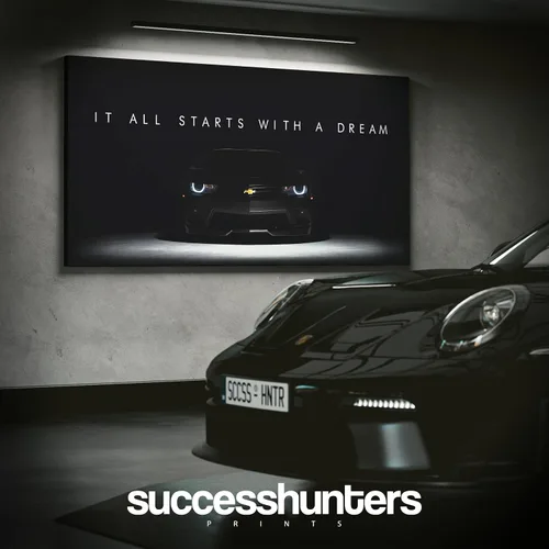 Vista 2 de Arte de pared motivacional para la oficina, lienzo de arte de súper auto, decoración automotriz inspiradora para los amantes de los autos deportivos