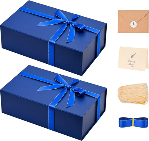 Vista 30 de LIFELUM Square Gift Box with Magnetic Lid, Card, Sticker, Ribbon, Shredded Paper Filler for Business, Wedding, Birthdays