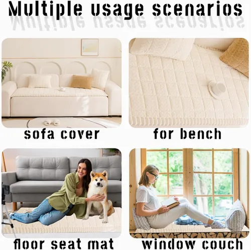 Vista 6 de Mitid Funda de sofá mullida para mascotas, fundas de sofá para perros, lavable, antideslizante, protector de cojín, apto para mascotas