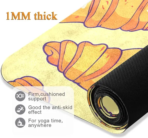 Vista 5 de Croissant Yoga Mat Non Slip Thick Kids Eco Friendly Rubber Workout Foldable Yoga Mat Women Exercise