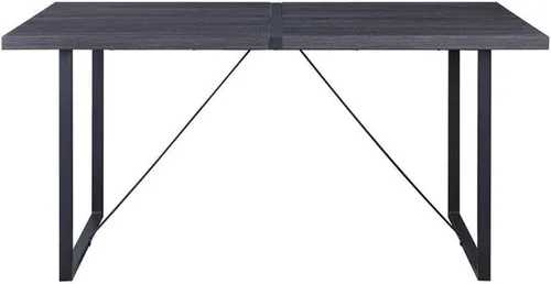 Vista 4 de Acme Nakula - Mesa de comedor de madera con base de trineo en roble gris y negro