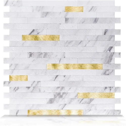 Vista 13 de Art3d Azulejo de piedra sintética para salpicaduras de despegar y pegar, 20 Pizarra cruda