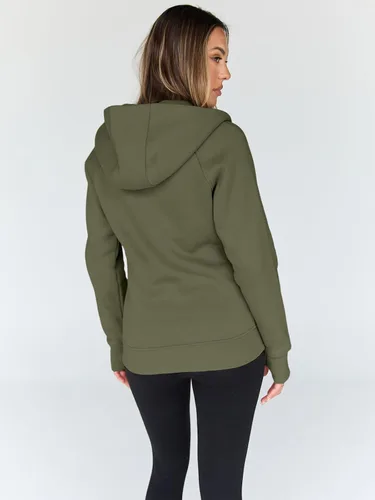 Vista 43 de Trendy Queen Sudaderas con capucha y cremallera para mujer, chaquetas de vellón, talla extragrande, moda de otoño e invierno