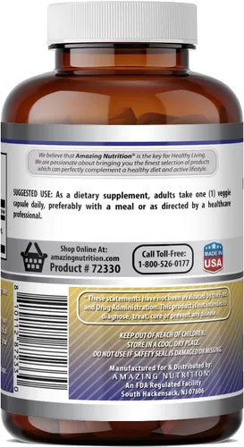 Vista 4 de Amazing Formulas - Gluconato de zinc 50 mg por porción 240 cápsulas vegetarianas Suplemento mineral Sin OMG Sin gluten Fabricado