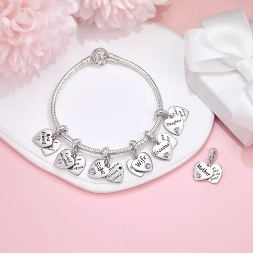 Vista 6 de DALARAN Abalorios colgantes de plata de ley 925 para madre, hija, hermana, collar