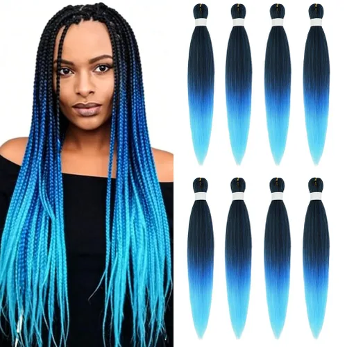 Vista 111 de 8 paquetes de extensiones preestiradas - 16 pulgadas de cabello trenzado premium, 55G/paquete, sin picazón, fijación en agua caliente, textura Perm