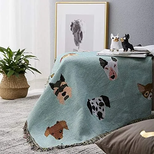Vista 3 de GYROHOME Manta para amantes de los perros, manta de punto suave para sofá, manta para silla, colcha para dormitorio, sala de estar, funda de sofá