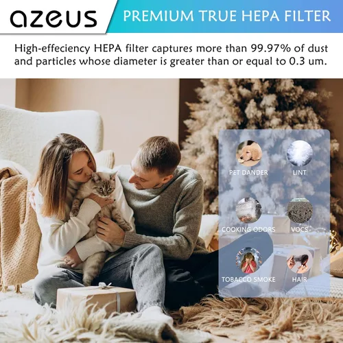 Vista 4 de AZEUS GL-FS32 Filtro de Reemplazo para Purificador de Aire, HEPA Verdadero H13 con Carbón Activado y Pre-Filtro, Compatible con GL-FS32, Paquete de 1