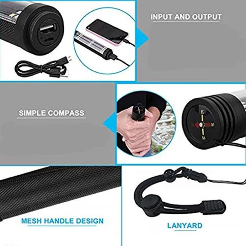 Vista 7 de XREXS Linterna LED solar para automóvil, linterna de rescate solar multifuncional, USB y cargador solar, portátil para senderismo, camping, viajes