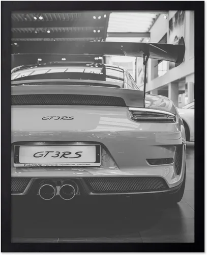 Vista 31 de Monem Art - Póster de moda – Mujer en impresión de coche clásico – Arte en blanco y negro – Arte fotográfico – Arte para entusiastas del automóvil