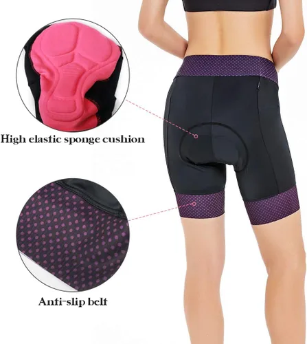 Vista 4 de CATENA Pantalones cortos de bicicleta para mujer con acolchado 3D, para bicicleta de carretera, multicolor