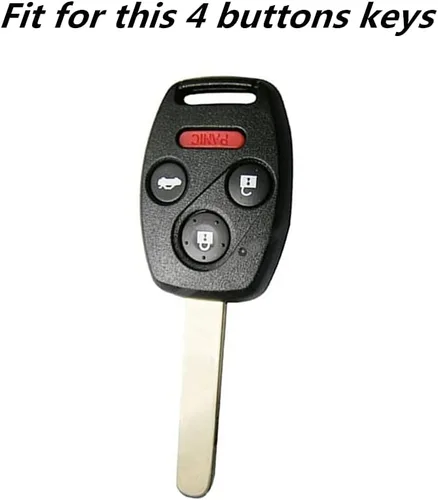 Vista 6 de Cuero para Honda Accord Crosstour CR-V Civic Pilot Element Soporte de llave de 4 botones Funda para llavero Cadena (Marrón)