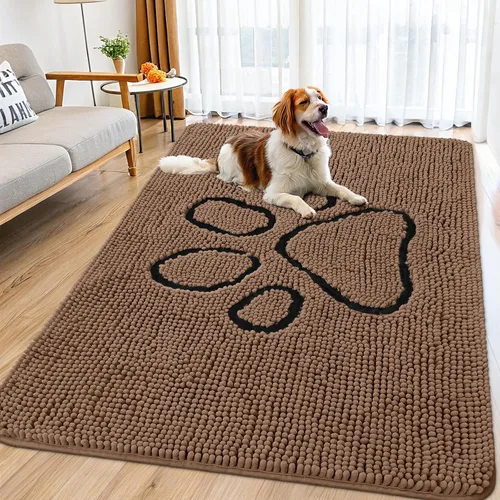 Vista 185 de Smiry Tapete para puerta de perro para patas fangosas, absorbente y Gris y negro