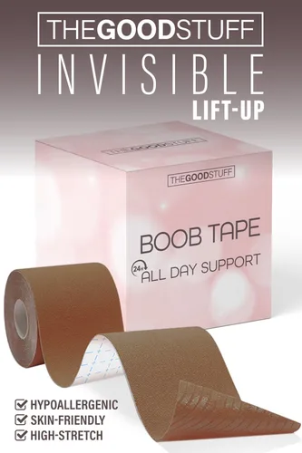 Vista 2 de Cinta adhesiva para pechos con cubiertas de pezones, brasier de cinta de levantamiento de senos, cinta de elevación para uso con vestido sin