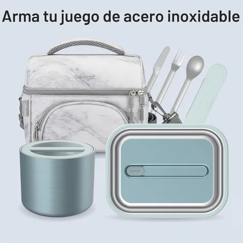 Vista 8 de Bentgo Recipiente de Alimentos Aislado de Acero Inoxidable - 2.4 Tazas (19 oz), Aislamiento de Triple Capa, Sello al Vacío, A Prueba de Fugas, Mango