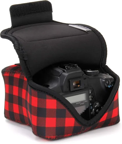 Vista 13 de USA GEAR Funda para cámara réflex digital con tecnología de DuraNeoprene, almacenamiento de accesorios y aberturas para correa – Funciona con Nikon
