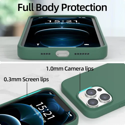 Vista 3 de Funda para iPhone 12 Pro Max, silicona líquida de alta calidad, funda protectora de cuerpo completo a prueba de caídas