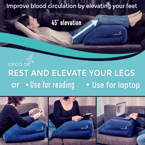 Vista 9 de Circa Air Almohadas inflables de elevación de piernas para alivio de hinchazón y edema, almohada de cuña de viaje para piernas, soporte