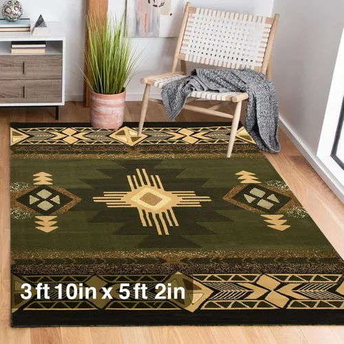 Vista 56 de YHSF South West - alfombra estilo nativo americano del suroeste C318 - fácil de limpiar, gruesa, suave, duradera, alfombra inspirada en tribus