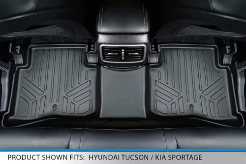 Vista 2 de SMARTLINER Alfombrillas de piso de ajuste personalizado de segunda fila compatibles con Hyundai Tucson 2016-2018